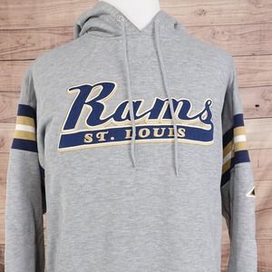 VINTAGE ST LOUIS RAMS LOGO GREY PULLOVER HOODIE‎ MENS SIZE XXL 2XL LEE SPORT
